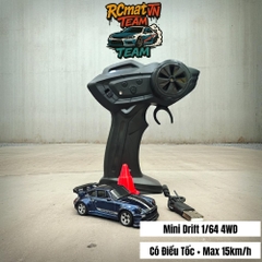 Xe Ô Tô Điều Khiển Từ Xa Mini Tỷ Lệ 1/64 – 4WD Drift Tốc Độ Cao 15Km/h, Đèn LED, Tần Số 2.4GHz – Xe Đua Bàn Làm Việc Cho Người Lớn Và Trẻ Em