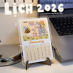 Lịch để bàn 2026 Bính Ngọ - Designed by Amy Nâu.