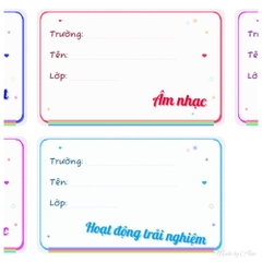 Nhãn vở Y2K DOODLE môn học đầy đủ lớp 1-12 - In tên theo yêu cầu