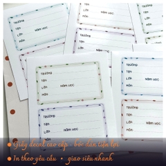 Set 12 Nhãn vở BOTANICAL Thực Vật - In tên theo yêu cầu | MADE BY AHN