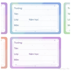 Set 12 Nhãn vở AURA GRADIENT (không môn) - In tên theo yêu cầu