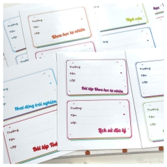 Nhãn vở Y2K DOODLE môn học đầy đủ lớp 1-12 - In tên theo yêu cầu