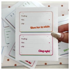 Nhãn vở Y2K DOODLE môn học đầy đủ lớp 1-12 - In tên theo yêu cầu