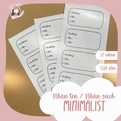 Set 12 Nhãn tên/Nhãn sách Minimalist sticker - in tên theo yêu cầu