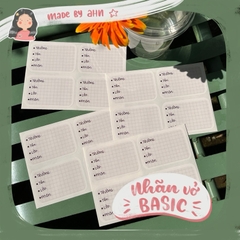 Set NHÃN VỞ/NHÃN SÁCH BASIC sticker - Thêm tên theo yc - MADE BY AHN thiết kế