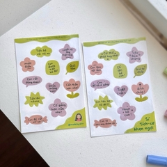 Set 2 tấm STICKER KHEN NGỢI decal dán thưởng con yêu em bé học sinh làm việc tốt - MADE BY AHN thiết kế