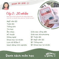 [NEW 2025] Nhãn vở DOODLE (môn học) đầy đủ từ lớp 1 đến 12 - In tên theo yêu cầu - MADE BY AHN thiết kế