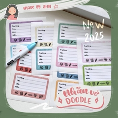 |NEW 2025| Set 12 Nhãn vở DOODLE (không môn) - In tên riêng theo yêu cầu - MADE BY AHN thiết kế