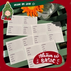Set NHÃN VỞ/NHÃN SÁCH BASIC sticker - Thêm tên theo yc - MADE BY AHN thiết kế