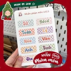 Nhãn phân môn 2023 sticker boc  dan MADE BY AHN thiết kế