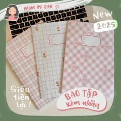 Set 10 tờ BAO TẬP xi măng craft, caro, nylon, nilon, ni lông trong suốt bọc, bao tập, bọc vở - TẶNG KÈM băng dính 2 mặt