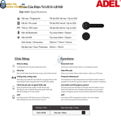 Khoá vân tay cửa phòng  Adel US13 - LB15B