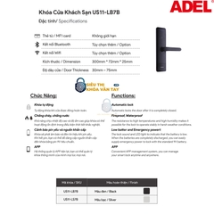 Khóa vân tay Adel khách sạn US11 - LB7B là dòng khóa điện tử cao cấp, được thiết kế dành riêng cho hệ thống khách sạn hiện đại.