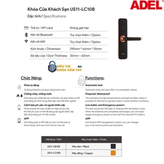 Khóa vân tay Adel khách sạn US11-LC10B là giải pháp quản lý ra vào phòng khách sạn hiện đại, an toàn và tiện lợi.