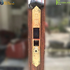 Thiết kế bản lớn, tay cầm sang trọng, tạo điểm nhấn mạnh mẽ cho cửa gỗ đại sảnh 2 cánh