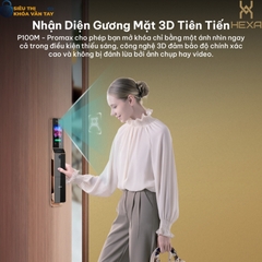 Khóa vân tay cửa gỗ Hexa P100M Pro max Face Id Màn hình 2 mặt