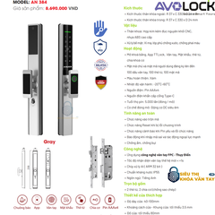 Sản phẩm Avolock AN 384 được thiết kế nhỏ gọn, sang trọng, phù hợp với cửa nhôm cao cấp
