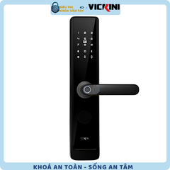 Khóa vân tay VICKINI 39605.001 tích hợp nhiều phương thức mở khóa: vân tay, mã số, thẻ từ và chìa cơ