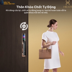 Khóa vân tay cửa gỗ Hexa P100M Pro max Face Id Màn hình 2 mặt