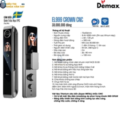 Khóa vân tay cửa gỗ Demax EL999 là dòng khóa cao cấp, tích hợp công nghệ hiện đại bậc nhất