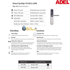 Khóa cửa điện tử Adel US12-LS9B là dòng khóa thông minh cao cấp được ưa chuộng nhờ thiết kế hiện đại và tính năng an toàn vượt trội