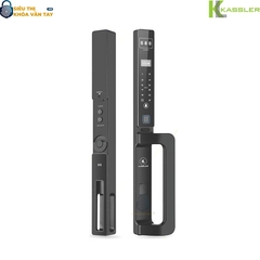 Khóa vân tay Kassler cửa nhôm KL‑599 CNC‑01 tích hợp Face ID 3D, nhận diện lòng bàn tay, vân tay, mã số, thẻ từ và chìa cơ