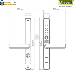 Khóa vân tay  Giovani cửa nhôm GSL-582G màu vàng