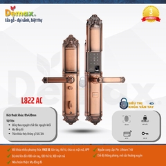 Khoá vân tay đại sảnh Demax EL822 là mẫu khoá thông minh cao cấp dành cho cửa chính biệt thự, villa