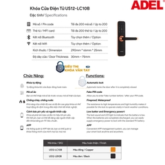 Khóa cửa điện tử Adel US12-LC10B/LB10B là dòng khóa thông minh thế hệ mới mang đến sự an toàn và tiện nghi cho ngôi nhà bạn