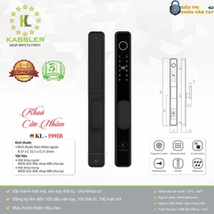 Kassler KL-599IB tích hợp mở khóa vân tay, mã số, thẻ từ, chìa cơ và điều khiển từ xa qua app