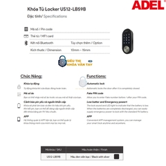 Khóa cửa kính Locker Adel US12-LB59B là dòng khóa thông minh chuyên dụng cho cửa kính văn phòng và tủ locker.