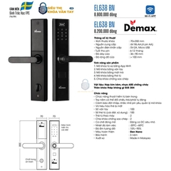 Khoá vân tay cửa gỗ Demax EL368 được thiết kế hiện đại, phù hợp với xu hướng nhà thông minh