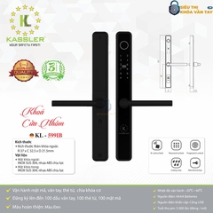 Kassler KL-599IB tích hợp mở khóa vân tay, mã số, thẻ từ, chìa cơ và điều khiển từ xa qua app