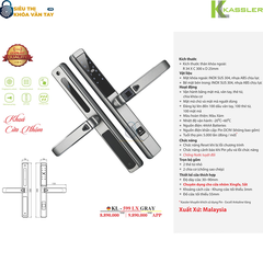 Khóa vân tay Kassler cửa nhôm KL-599 LX Gray