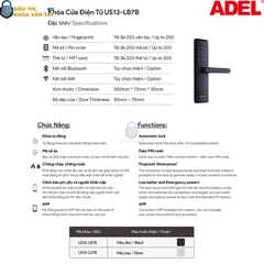 Khoá vân tay cửa gỗ Adel US13 - LB7B/LS7B