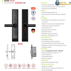 Khóa Avolock AV 67 có khả năng lưu trữ nhiều dấu vân tay, giúp quản lý người dùng dễ dàng