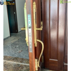 Thiết kế bản lớn, tay cầm sang trọng, mang phong cách châu Âu, phù hợp cho cửa gỗ 2 cánh, cửa đại sảnh