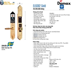 Demax EL9382 sử dụng công nghệ vân tay sinh trắc học đa điểm, đảm bảo độ chính xác và bảo mật tuyệt đối