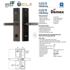 Khoá vân tay cửa gỗ Demax EL368 được thiết kế hiện đại, phù hợp với xu hướng nhà thông minh