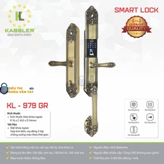 Khóa vân tay Kassler đại sảnh KL-979 GR là dòng khóa cao cấp, thiết kế sang trọng phù hợp cho cửa chính biệt thự, đại sảnh