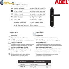 Khoá vân tay cửa gỗ  Adel US13 - LB9B/LS9B