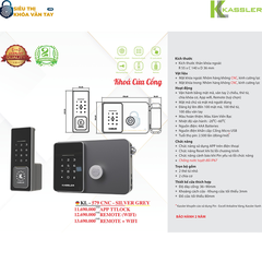 Khóa vân tay Kassler cửa cổng KL-579 CNC - SILVER GREY là dòng khóa chuyên dụng cho cổng ngoài trời