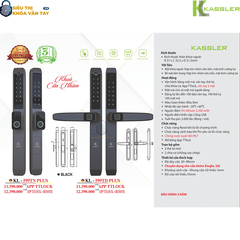 Khóa vân tay Kassler KL‑599TN Plus Black mở khóa đa dạng bằng vân tay 2 mặt, mật mã, thẻ từ, chìa cơ và App TTLock