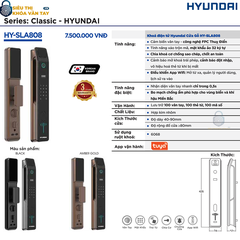 Khóa cửa gỗ thông minh Hyundai HY-SLA808 phiên bản đen hiện đại