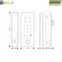 Khóa thông minh cửa kính Giovani GSL-G1B, bảo mật cao, thiết kế hiện đại