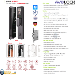 Khóa vân tay Avolock AL 86FRV – lựa chọn thông minh cho mọi công trình nhà ở.