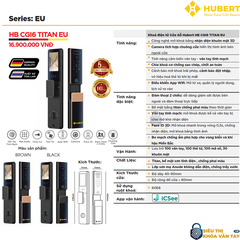 Khóa vân tay cửa gỗ Hubert CG16 TITAN EU chính hãng cao cấp
