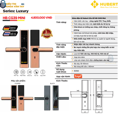 Khóa vân tay cửa gỗ Hubert CG39 MINI bảo mật an toàn cho ngôi nhà của bạn