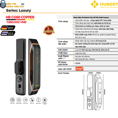 Khóa vân tay cửa gỗ Hubert CG68 COPPER chính hãng cao cấp