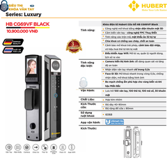 Khóa vân tay cửa gỗ Hubert CG69VF Black giá rẻ chất lượng
